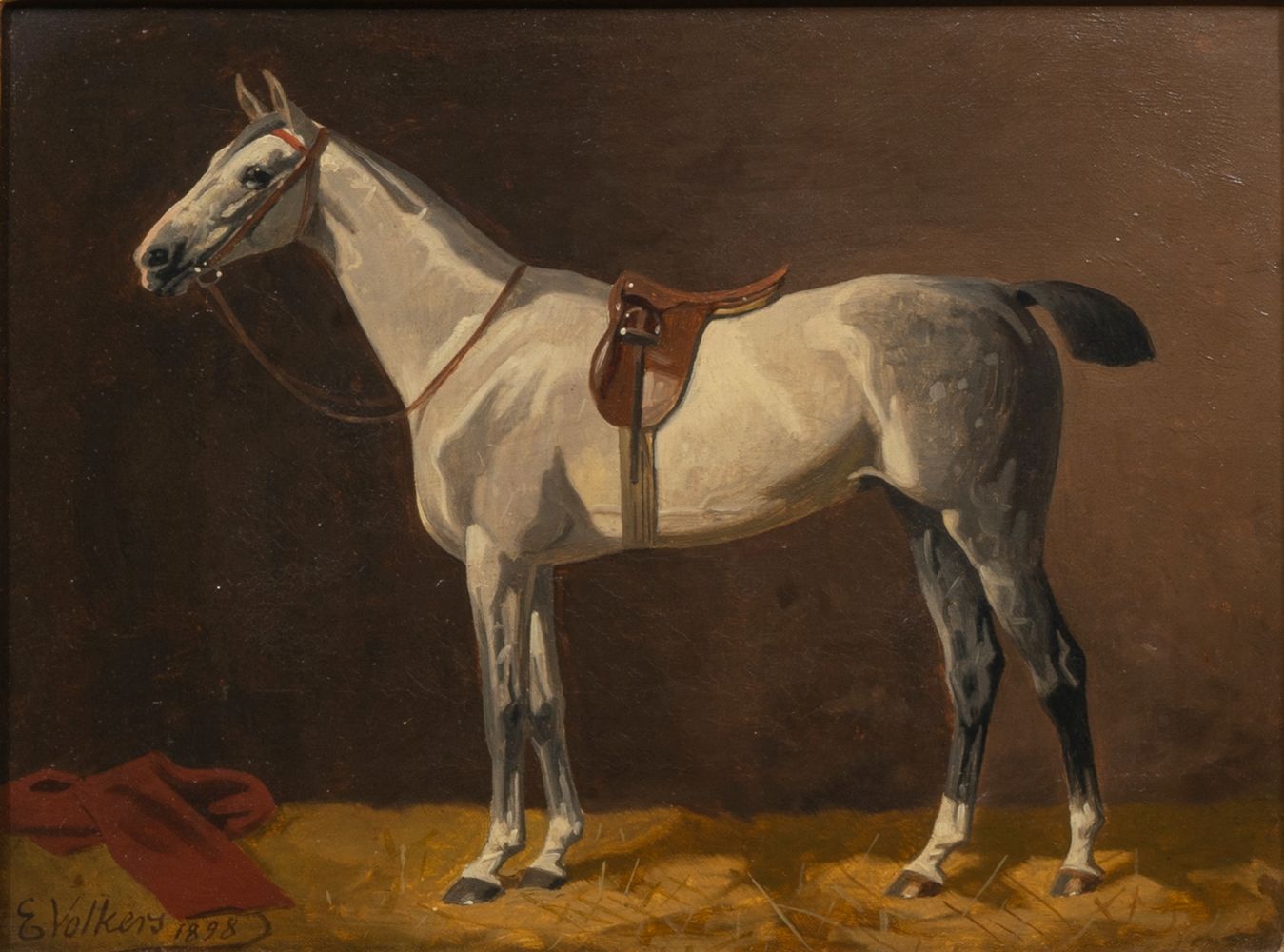 Volkers, Emil (Birkenfeld 1831 - Düsseldorf 1905). White Horse.