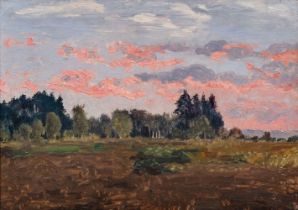 Hans am Ende (Trier 1864 - Stettin 1918). Abendhimmel über dem Moor.