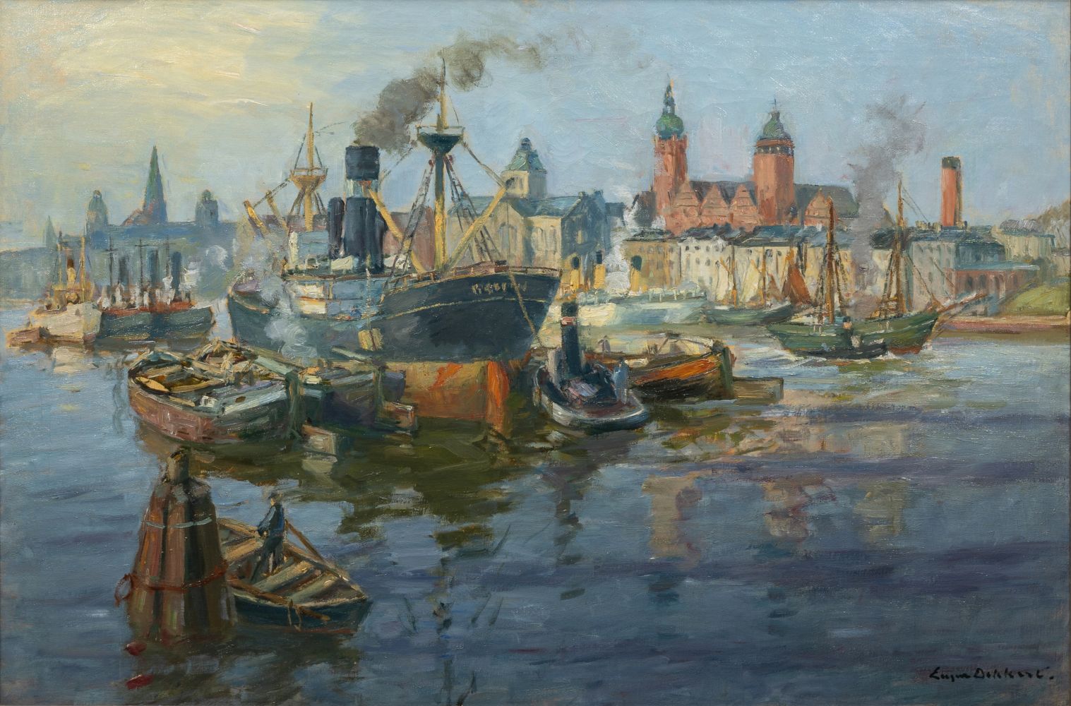 Eugen Dekkert (Stettin 1865 - Garmisch-Partenkirchen 1956). Hafen von Stettin.