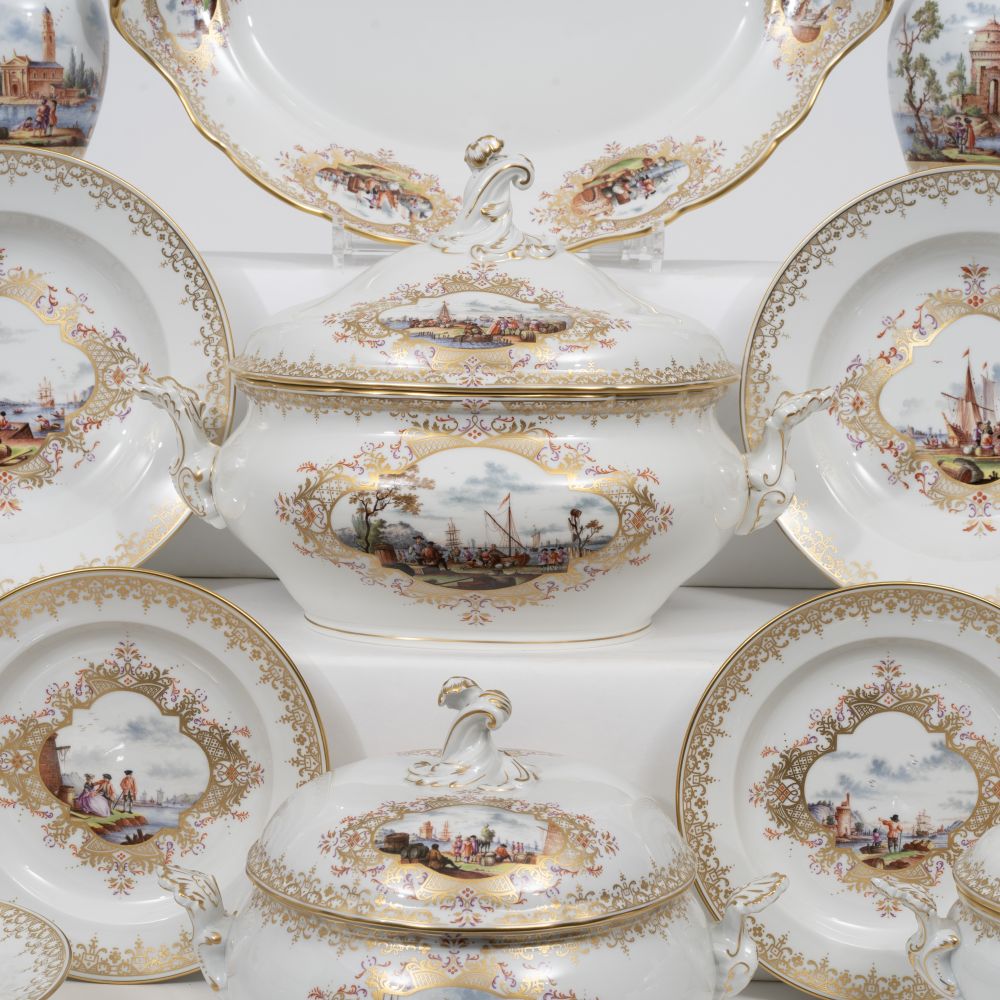 A Rare Dinner Service with fine Kauffahrtei Scenes for 6 Persons. - Image 2 of 7