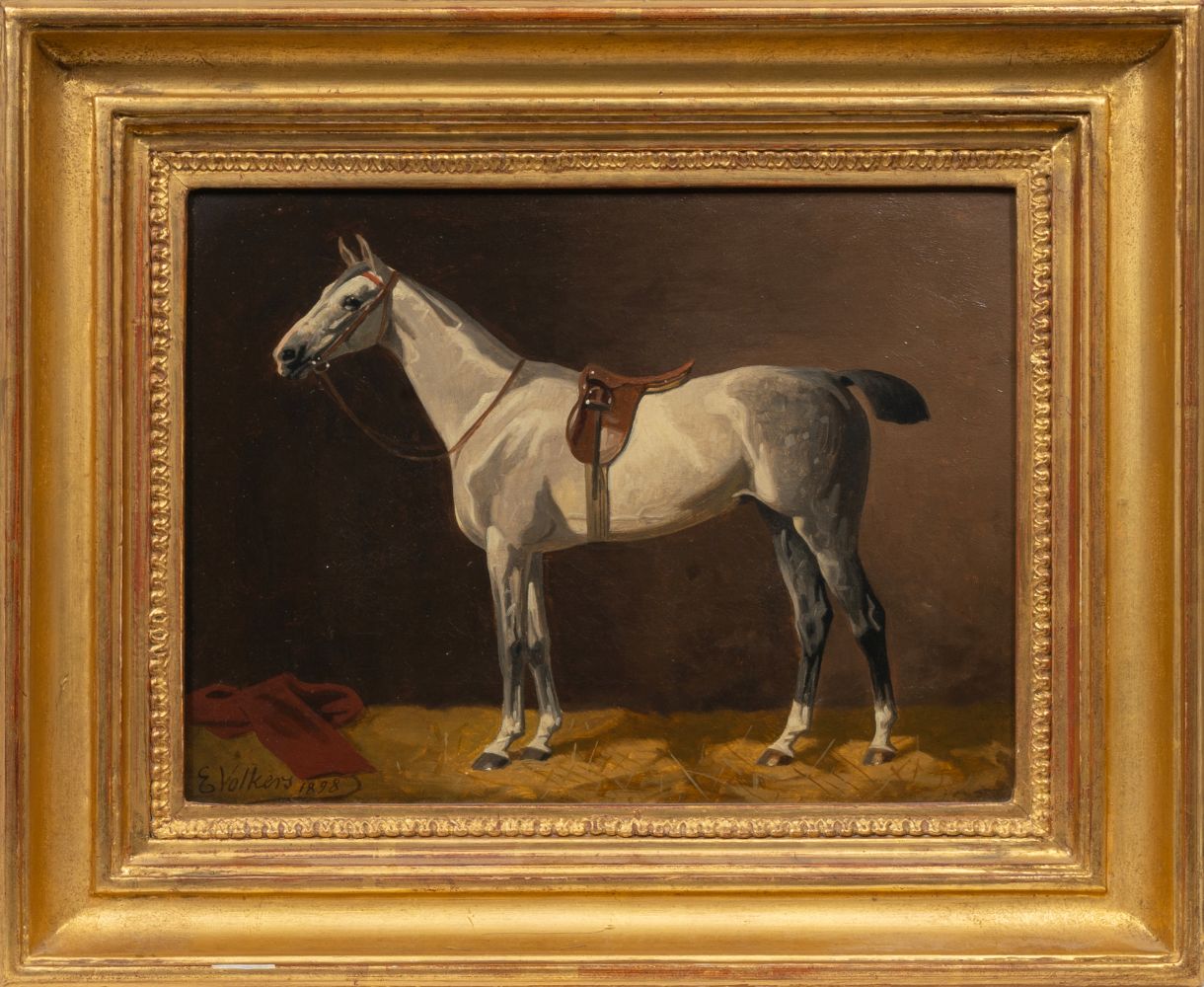 Volkers, Emil (Birkenfeld 1831 - Düsseldorf 1905). White Horse. - Image 2 of 2