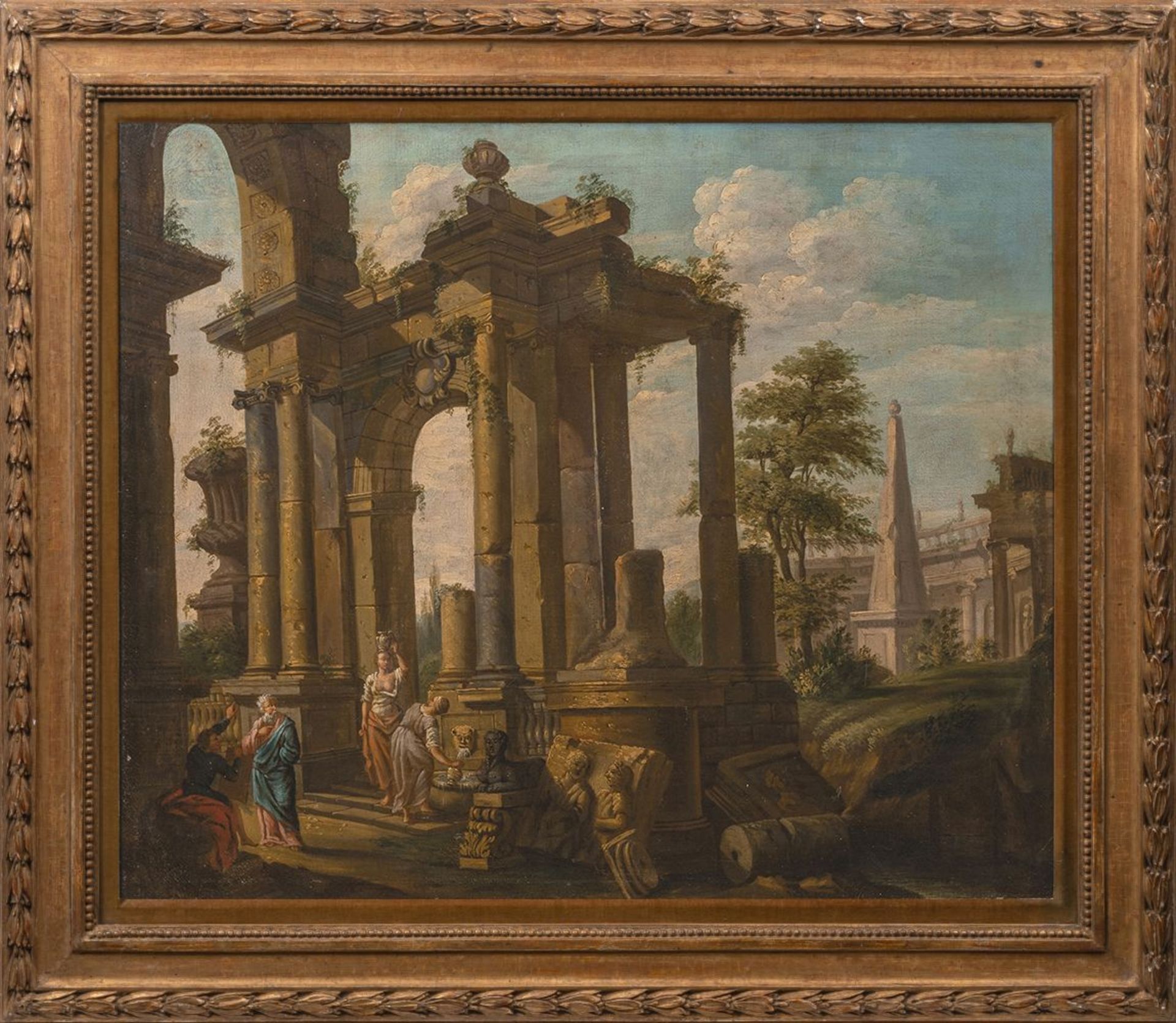 Panini, Giovanni Paolo (Piacenza 1691 - Rom 1765), circle of. Capriccio with Ruins. - Image 2 of 2