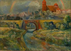Alexander Kolde (Neuhaldensleben 1886 - Flensburg 1963). Rastenburg unter dem Regenbogen.