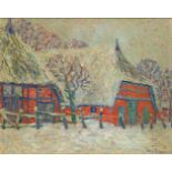 Blunck-Heikendorf, Heinrich (Kiel 1891 - Kiel 1963). Farm Yard in Snow.