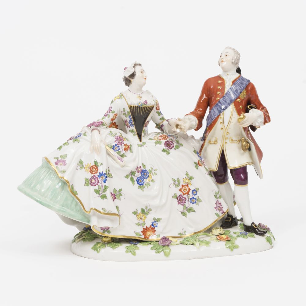 Kaendler, Johann Joachim (Fischbach/Sachsen 1706 - Meissen 1775). A Large Crinoline Group.