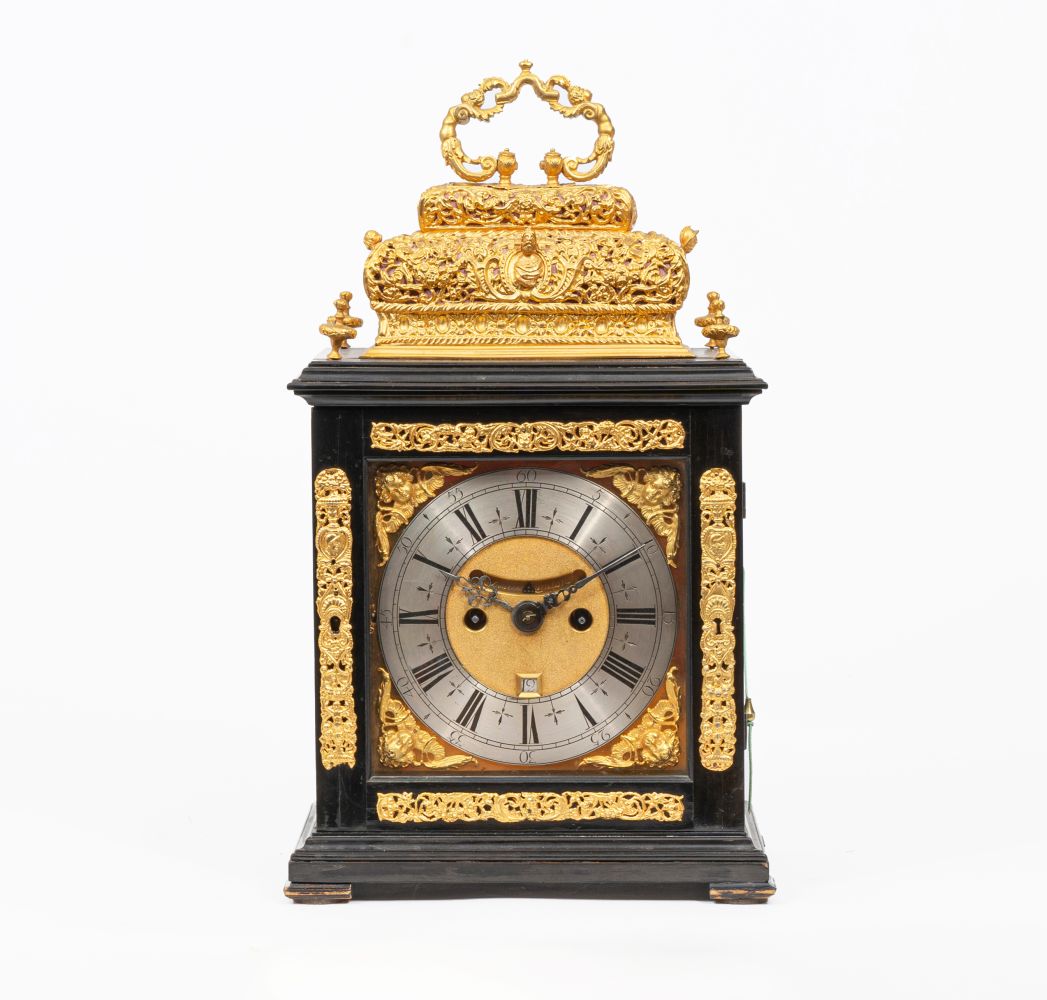 Asselin, Stephen London, ment. around 1700. An early Queen Anne Double Basket Bracket Clock.