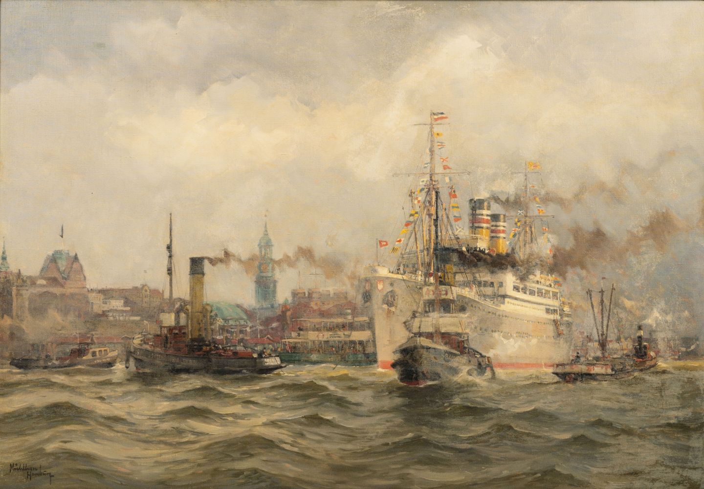 Mühlhan, Adolf (Hannover 1886 - Hamburg 1970). Port of Hamburg.