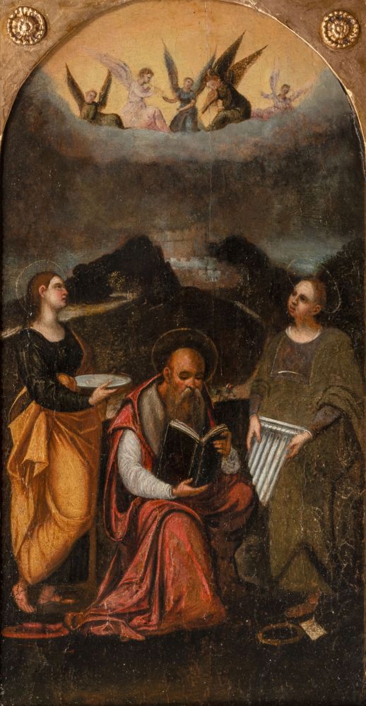 Bartolomeo Ramenghi (Bagnacavallo 1484 - Bologna 1542), Umkreis. Die Heiligen Lucia, Hieronymus und 