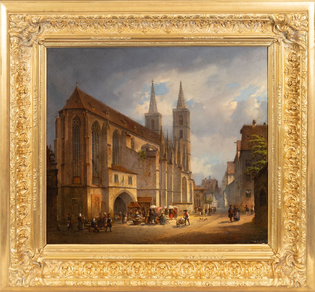 Friedrich Eibner (Hilpoltstein/Obpf. 1825 - München 1877). Markt auf dem Kirchplatz. - Bild 2 aus 2