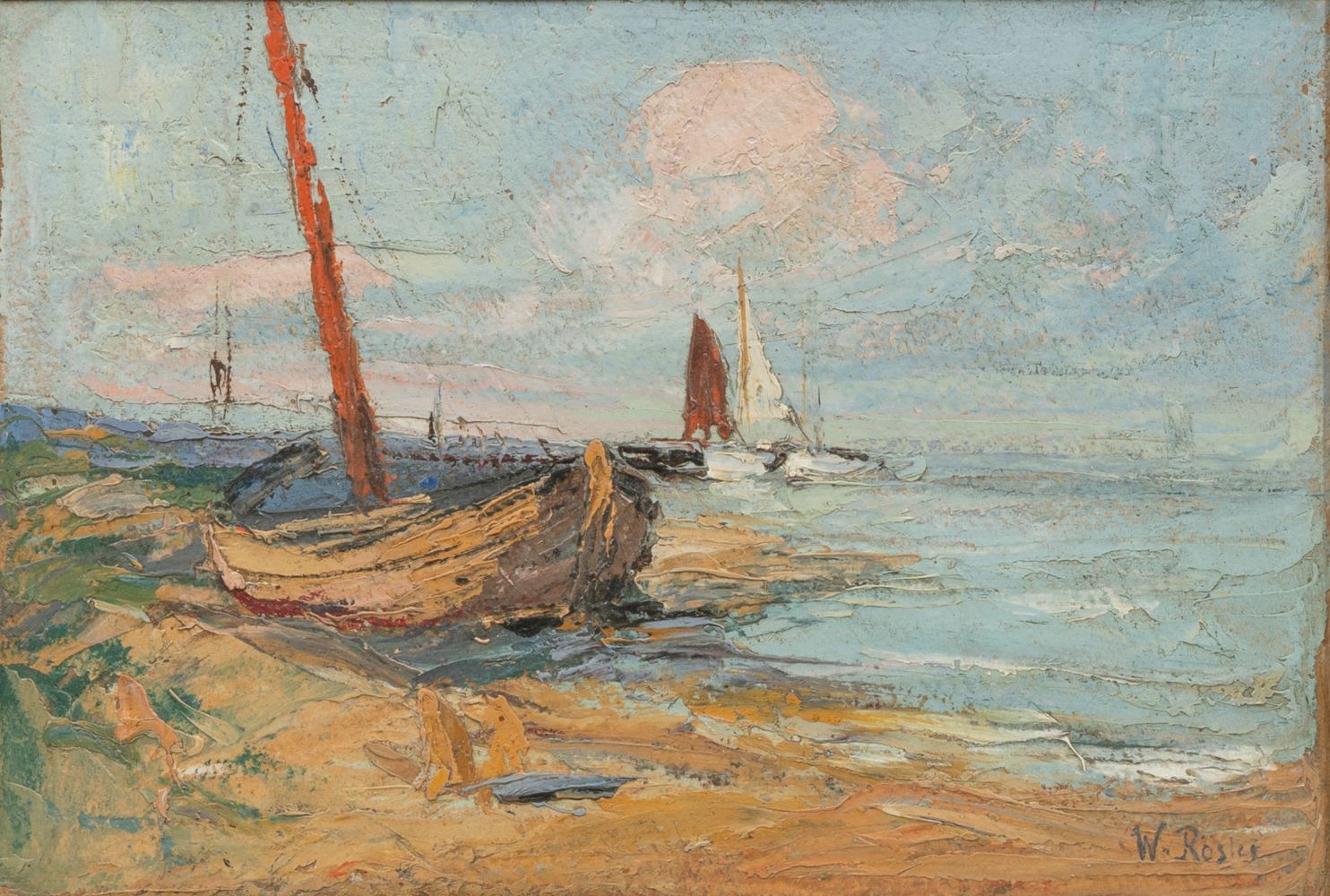 Rösler, Waldemar (Striesen/Dresden 1882 - Arys/Ostpreußen 1916). Boats at the Courland Spit.