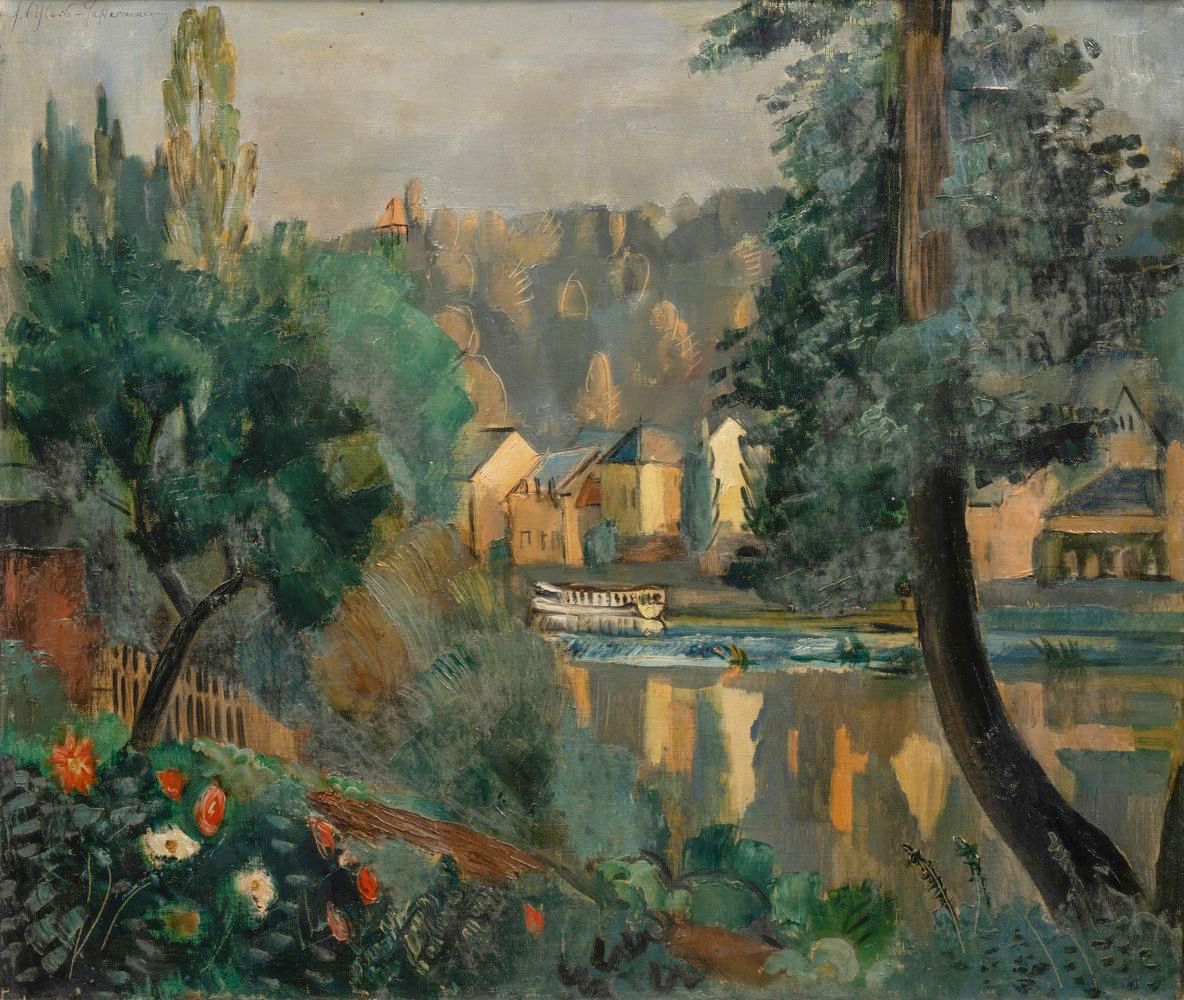 Ahlers-Hestermann, Friedrich (Hamburg 1883 - Berlin 1973). Evening by the Lahn.