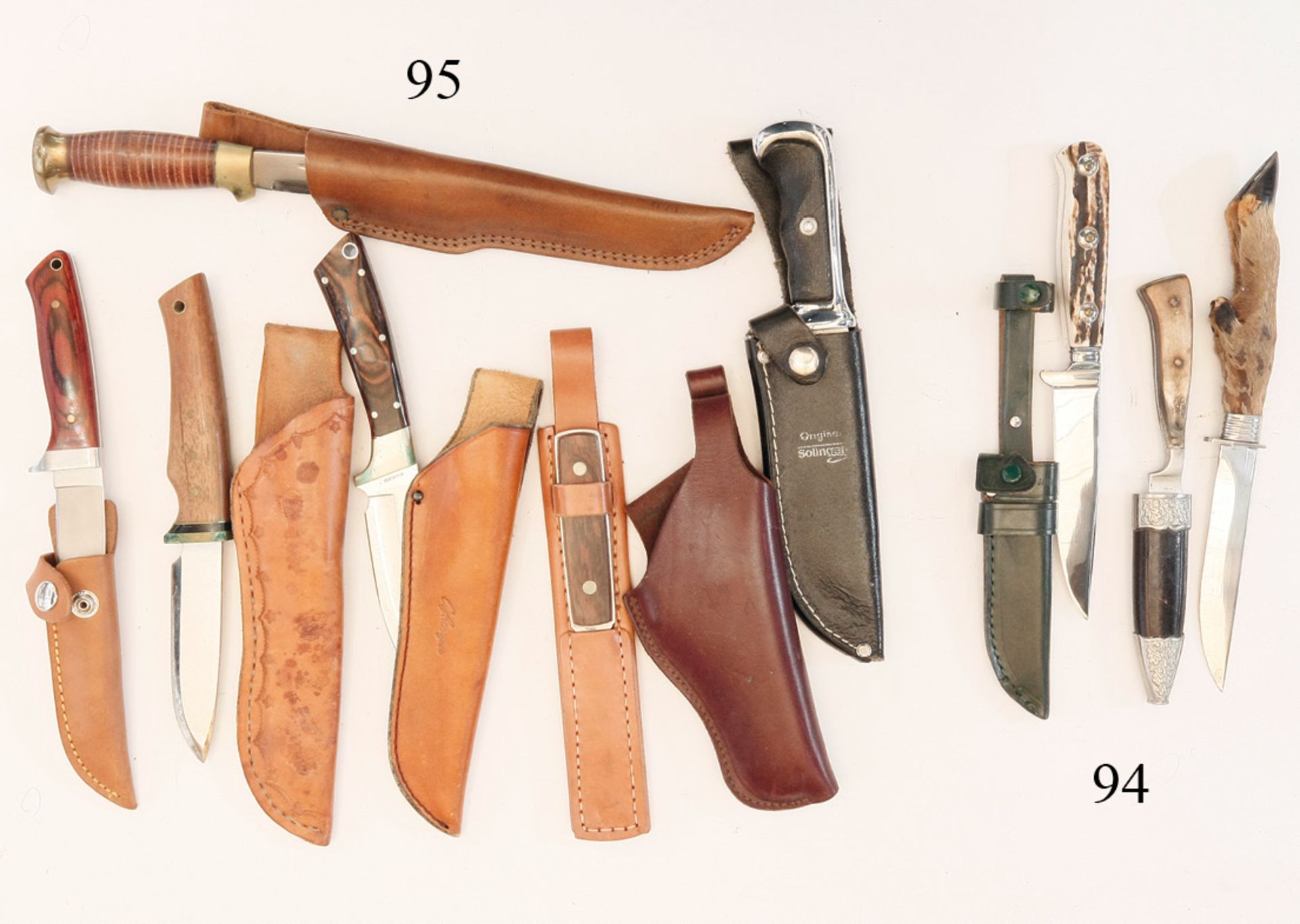 Konvolut 5 moderne Jagdmesser