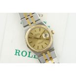 ROLEX OYSTERQUARTZ DATEJUST STEEL & GOLD 'SCOC' DIAL W/ GUARANTEE PAPERS REF. 17013 CIRCA 1987,