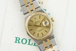 ROLEX OYSTERQUARTZ DATEJUST STEEL & GOLD 'SCOC' DIAL W/ GUARANTEE PAPERS REF. 17013 CIRCA 1987,