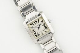 CARTIER TANK FRANCAISE REF. 2302, square off white dial with roman numeral hour markers and hands,