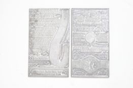 ***TO BE SOLD WITHOUT RESERVE*** 2x Printing Plates, Ingersoll & Zenith.