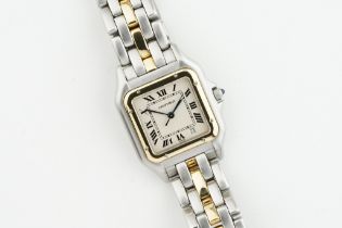 CARTIER PANTHERE MID-SIZE STEEL & GOLD DATE WRISTWATCH CIRCA 2003