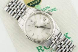 ROLEX OYSTER PERPETUAL DATEJUST W/ GUARANTEE PAPERS REF. 1601 CIRCA 1972, circular silver dial