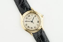 CARTIER COUGAR 18CT GOLD WRISTWATCH, circular off white dial with hour markers and hands, 33.5mm