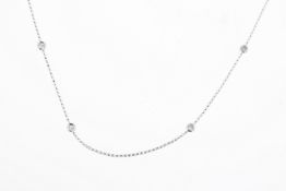 A round brilliant diamond set chain with 10 diamonds. Chain length approx 19inches. Estimated