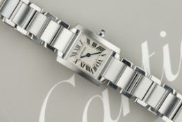 CARTIER TANK FRANCAISE W/ GUARANTEE PAPERS REF. 2384, square off white dial with roman numeral