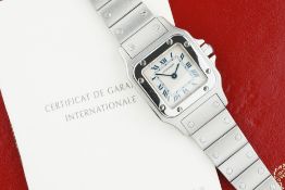 CARTIER SANTOS GALBEE W/ GUARANTEE PAPERS REF. 1565 CIRCA 1999, square off white dial with hour