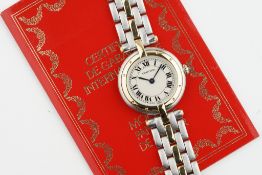CARTIER PANTHERE VENDOME STEEL & GOLD W/ GUARANTEE PAPERS REF. 66920, circular off white dial with