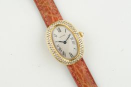 CARTIER BAIGNOIRE DIAMOND SET 18CT GOLD WRISTWATCH REF. 2401, oval dial with hour markers and hands,