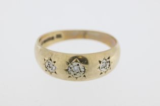 Hallmarked 375, diamond set gypsy ring.