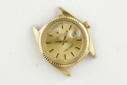 ROLEX OYSTER PERPETUAL DAY-DATE 18CT GOLD REF. 1803 CIRCA 1973, circular champagne dial with stick