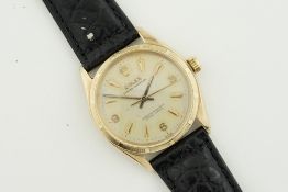 ROLEX OYSTER PERPETUAL 9CT GOLD 'SOCC' EXPLORER DIAL REF. 1003 CIRCA 1960, cirular patina dial