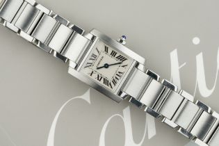 CARTIER TANK FRANCAISE W/ GUARANTEE PAPERS REF. 2384 CIRCA 2000, square off white dial with roman