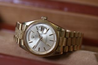 Rolex 18ct Day Date Reference 1807 Bark Finish Circa 1973 With Box