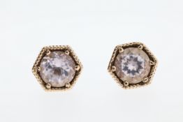 A pair of 9ct morganite stud earrings.