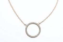 A 9ct diamond circle necklace.