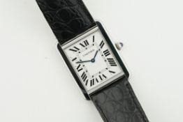 CARTIER TANK SOLO REF. 3169, rectangular silver/white dial with hour markers and hands, 27x35mm