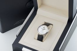 A. LANGE & SOHNE SAXONIA OUTSIZE DATE 18CT WHITE GOLD FULL SET W/ BOX & PAPERS REF. 381.026 CIRCA