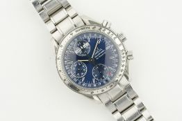 OMEGA SPEEDMASTER DAY DATE CALENDAR AUTOMATIC CHRONOGRAPH REF. 35218000, circular blue dial with