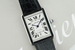 CARTIER TANK SOLO XL AUTOMATIC REF. 3515 W5200027, rectangular silver/white dial with hour markers