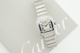 CARTIER SANTOS GALBEE STEEL DATE W/ GUARANTEE PAPERS REF. 1564, square off white dial with hour
