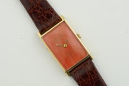 LOUIS JARDIN 18CT GOLD CORAL DIAL TANK WRISTWATCH CIRCA 1970s