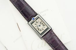 CARTIER TANK BASCULANTE W/ GUARANTEE PAPERS REF. 2386, rectangular dial with hour markers and hands,