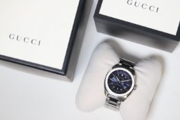 Brand: Gucci Reference: 142.3 Complication: Date Movement: Quartz Box: Yes Dial shape: Circular Dial