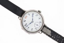 A 925 Silver, Manual Wind Trench Watch. Approx 33mm case. A circular white dial with blue metalic
