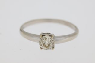 Fine 18ct White Gold 25pt Diamond RingSet with four Princess Cut Diamonds totalling 25pts. UK Size