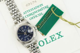 ROLEX OYSTER PERPETUAL DATEJUST W/ GUARANTEE PAPERS REF. 69174 CIRCA 1991