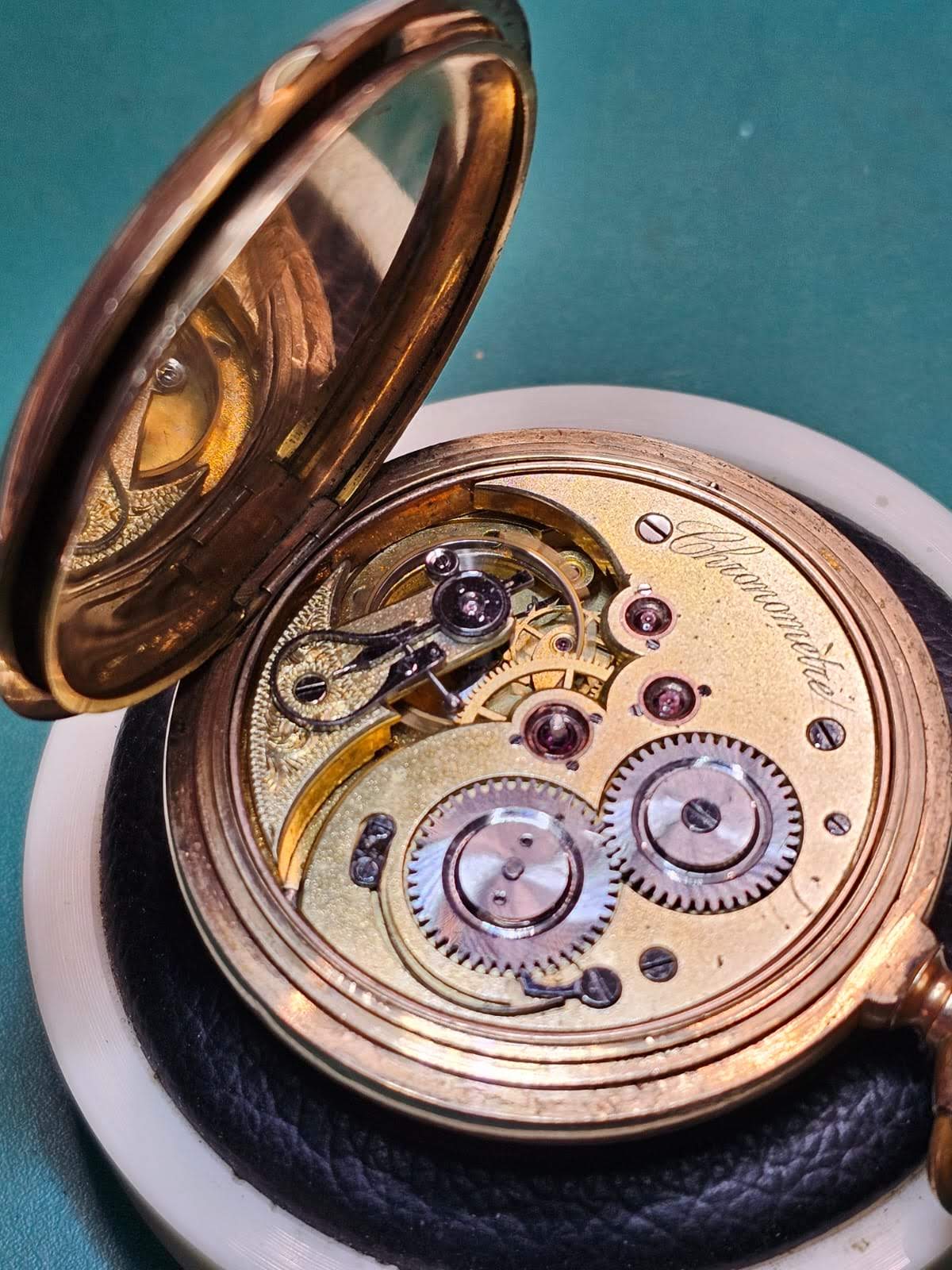Chronometre' Full Hunter 14ct Gold Pocket Watch Manual Wind - Image 3 of 7