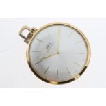 Oris manual wind pocket watch. A sunburst silver dial with gold hands and baton hour markers. Approx