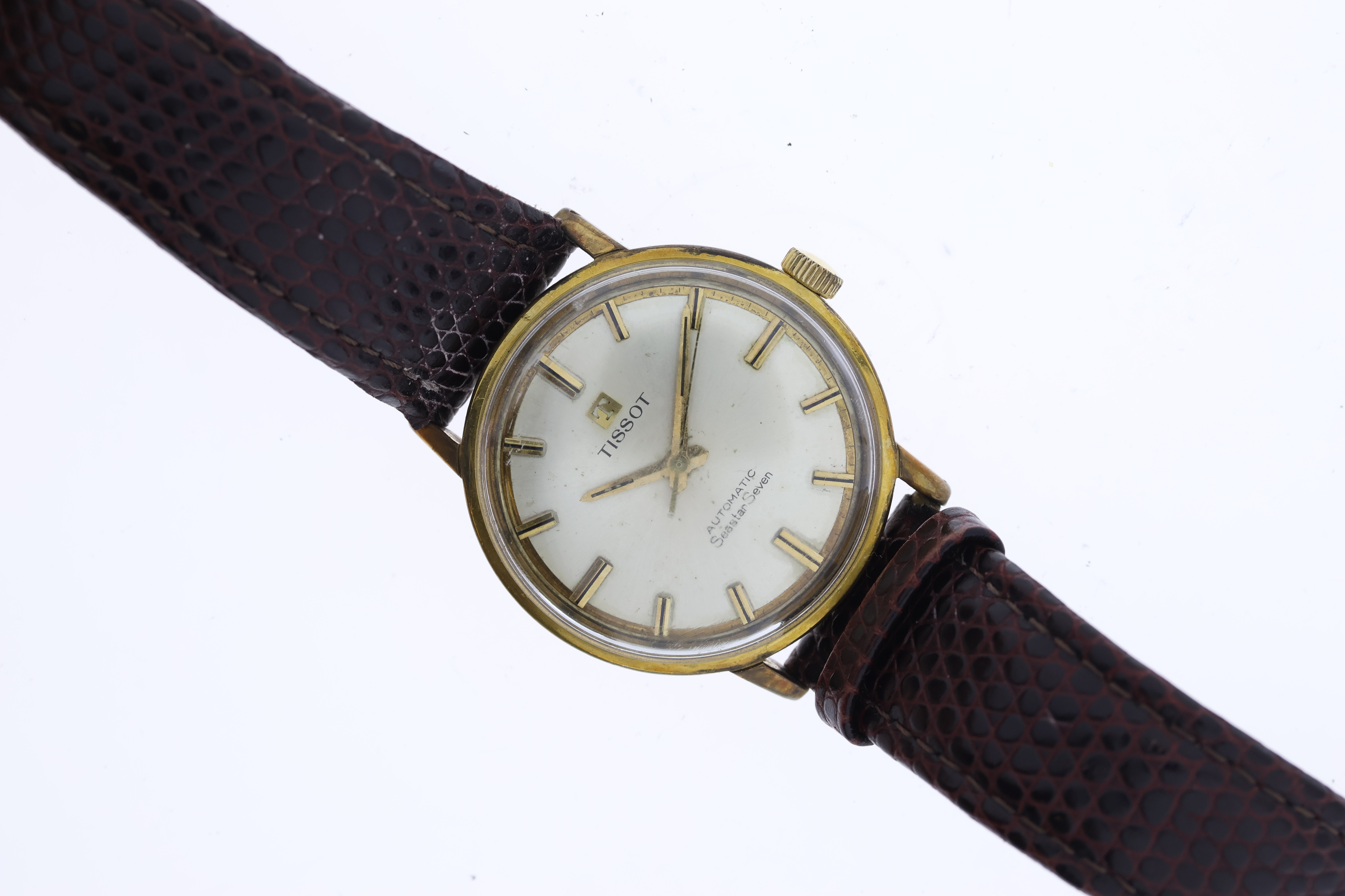 Brand: Tissot Model Name: Vintage Seastar Seven Movement: Automatic Dial colour: gilt Dial features: