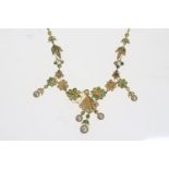 18ct Emerald and Pearl Necklace, (approx 17g gross)